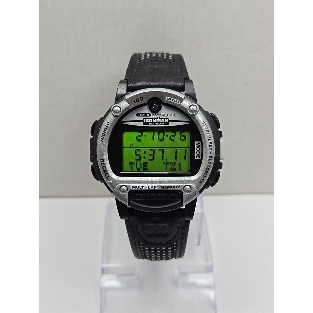 Vintage Timex Data Link Ironman Triathlon Watch Multi Lap New Battery -    Read